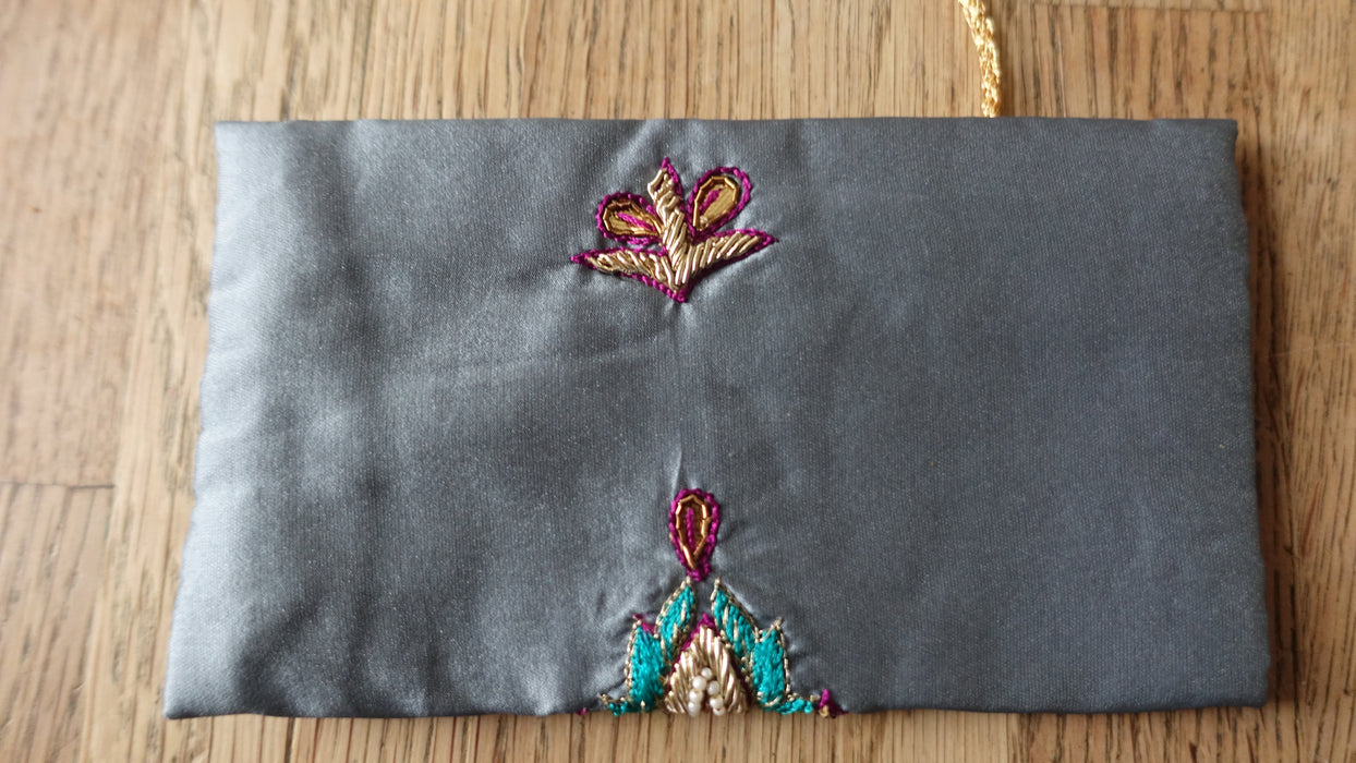 Grey Zardosi Embellished Envelope