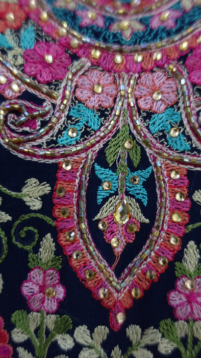 Blue Embroidered Ghaghara - Preloved - UK 14/EU 40