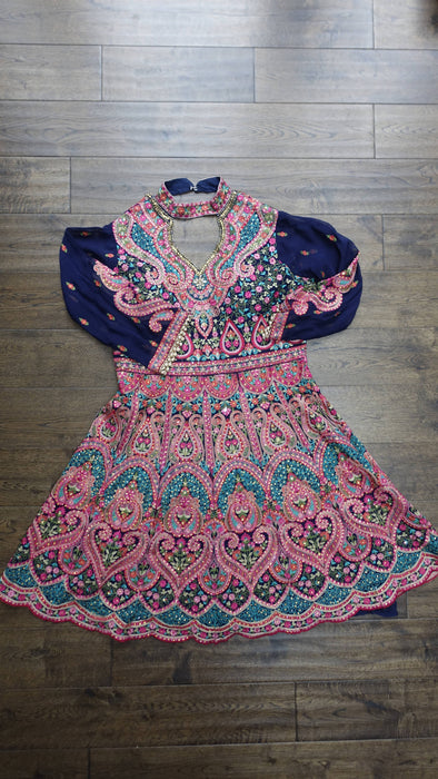Blue Embroidered Ghaghara - Preloved - UK 14/EU 40