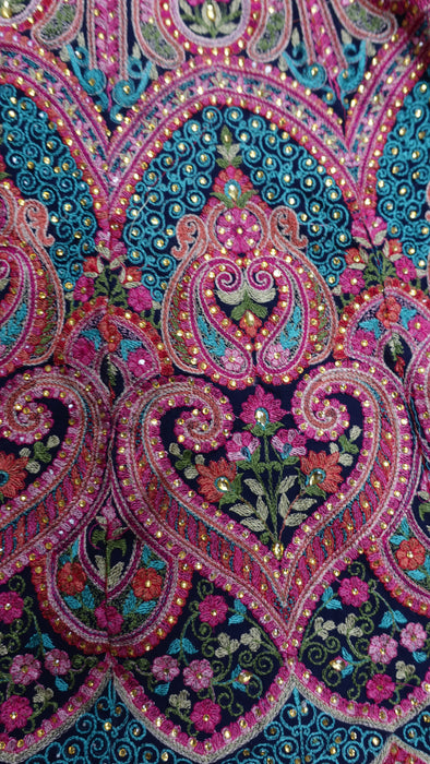 Blue Embroidered Ghagara - Preloved - UK 14 / EU 40