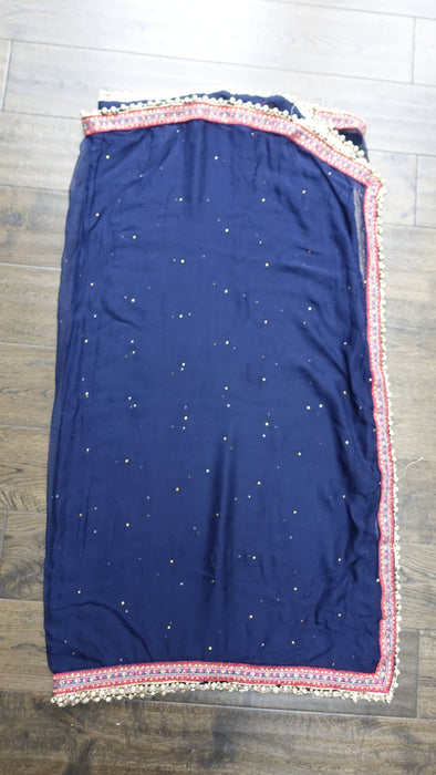 Blue Embroidered Ghaghara - Preloved - UK 14/EU 40