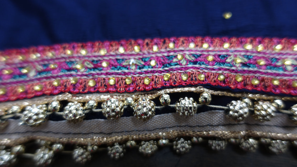 Blue Embroidered Ghagara - Preloved - UK 14 / EU 40