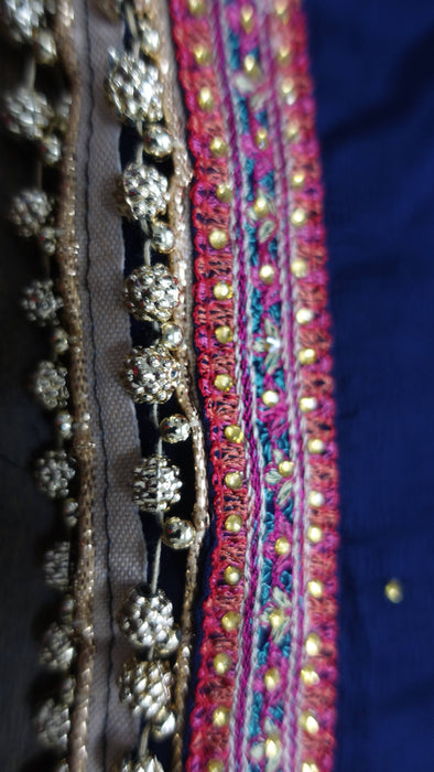 Blue Embroidered Ghaghara - Preloved - UK 14/EU 40