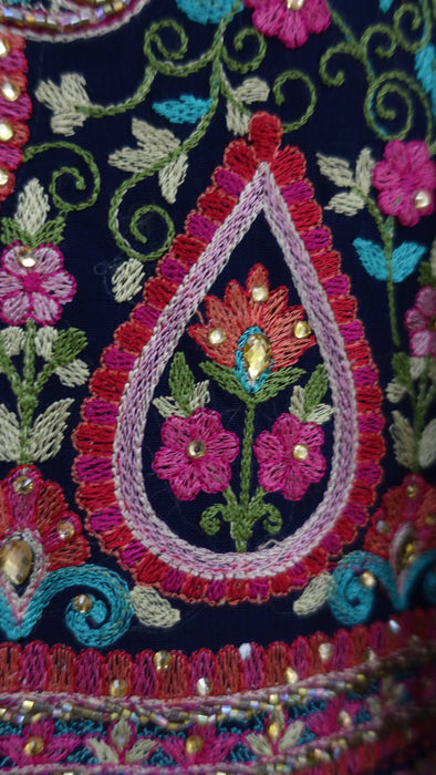 Blue Embroidered Ghaghara - Preloved - UK 14/EU 40