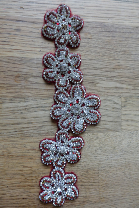 Red Diamante Flowers - Reclaimed