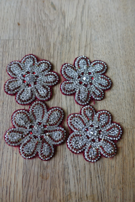 Red Diamante Flowers - Reclaimed