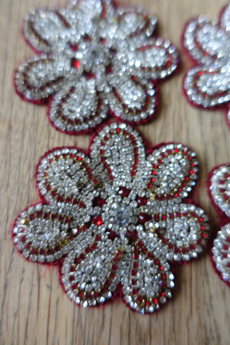 Red Diamante Flowers - Reclaimed