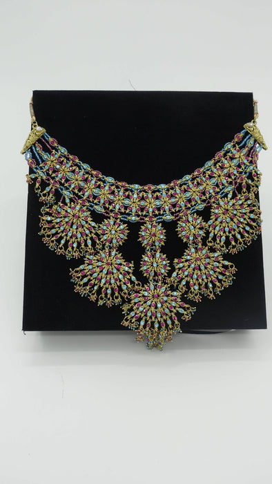Pastel Blue And Pink 4 Piece Necklace Set - New