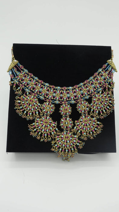 Pastel Blue And Pink 4 Piece Necklace Set - New