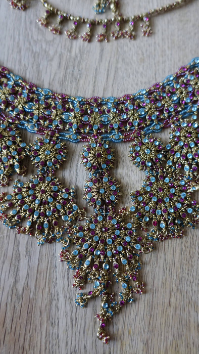 Pastel Blue And Pink 4 Piece Necklace Set - New