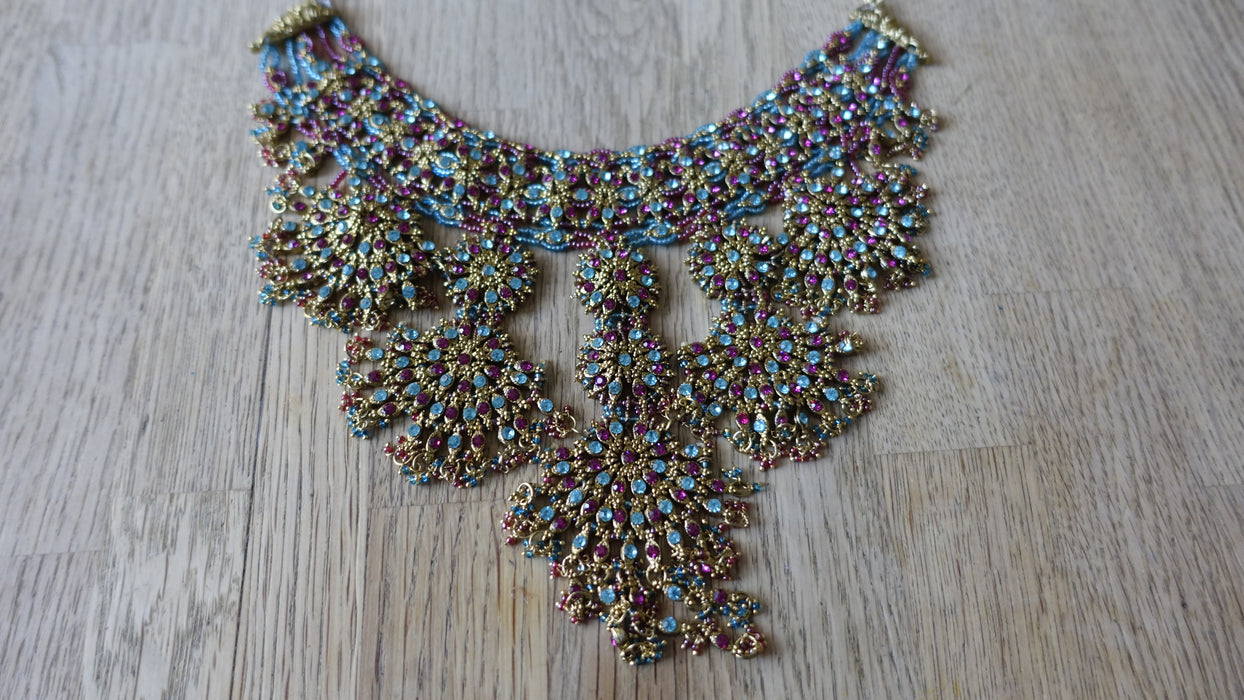 Pastel Blue And Pink 4 Piece Necklace Set - New