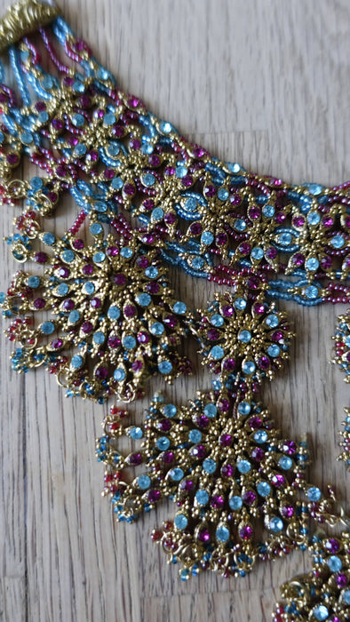Pastel Blue And Pink 4 Piece Necklace Set - New