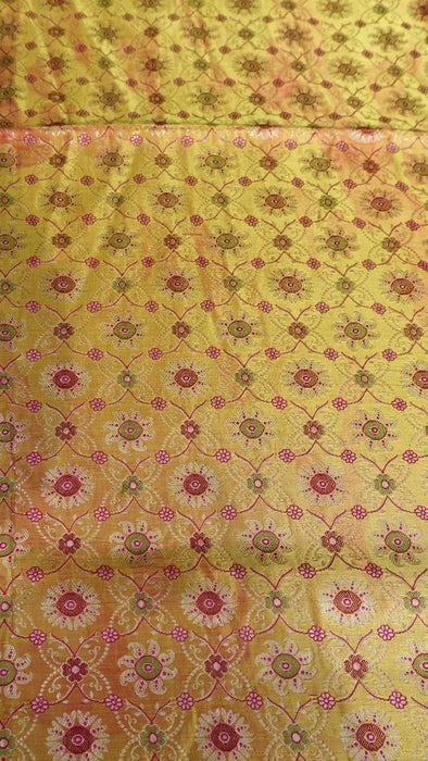 Amber Brocade Tablecloth With Gold Fringe