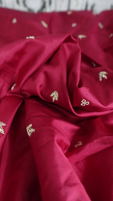 Red Silk Zardosi Worked Tablecloth - New