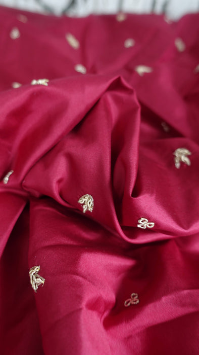 Red Silk Zardosi Worked Tablecloth - New