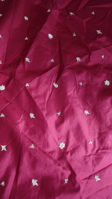 Red Silk Zardosi Worked Tablecloth - New
