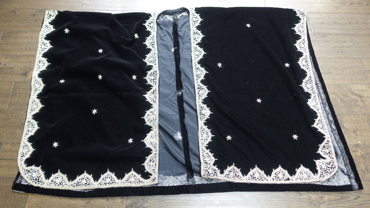 Black Velvet Cape With Zardosi Work - New