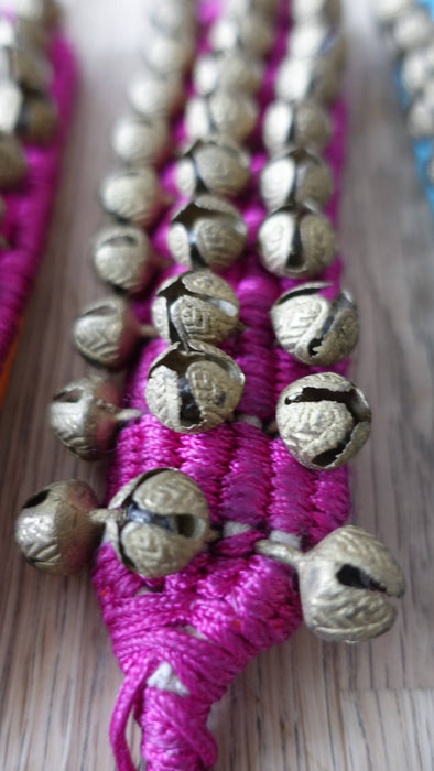 Pink And Orange Brass Bell Gungroo Anklets