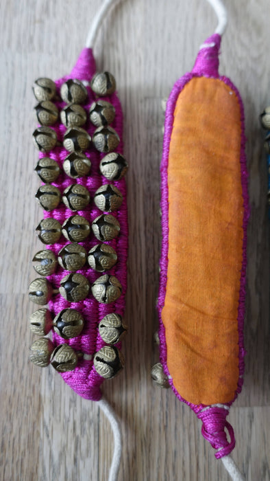 Pink And Orange Brass Bell Gungroo Anklets