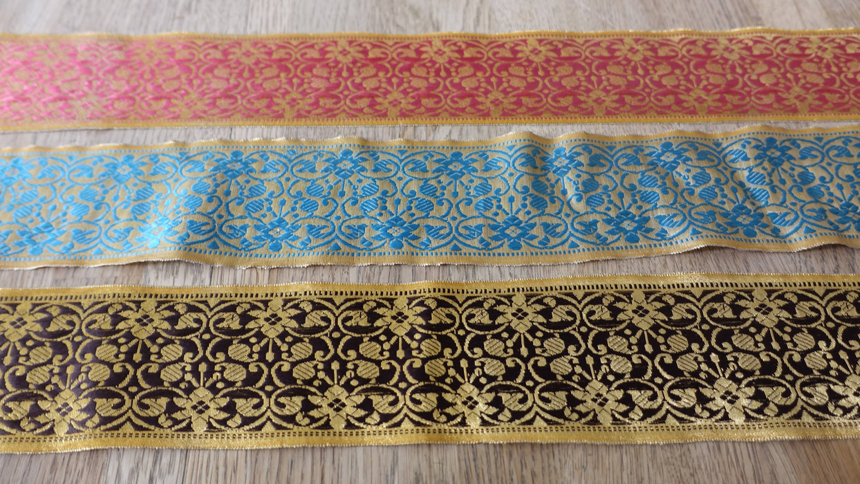 Vintage Blue And Gold Woven Braid On A Roll - 8.5 Yards