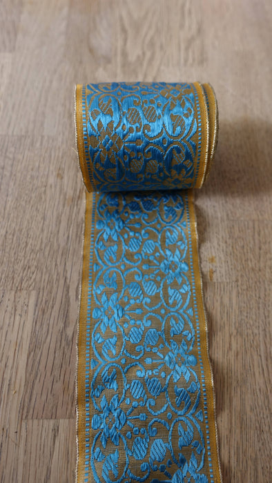 Vintage Blue And Gold Woven Braid On A Roll - 8.5 Yards
