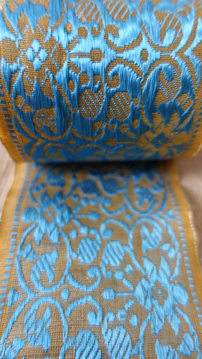 Vintage Blue And Gold Woven Braid On A Roll - 8.5 Yards