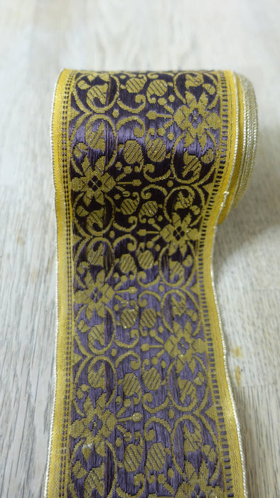 Vintage Dark Brown And Gold Woven Braid On A Roll - New