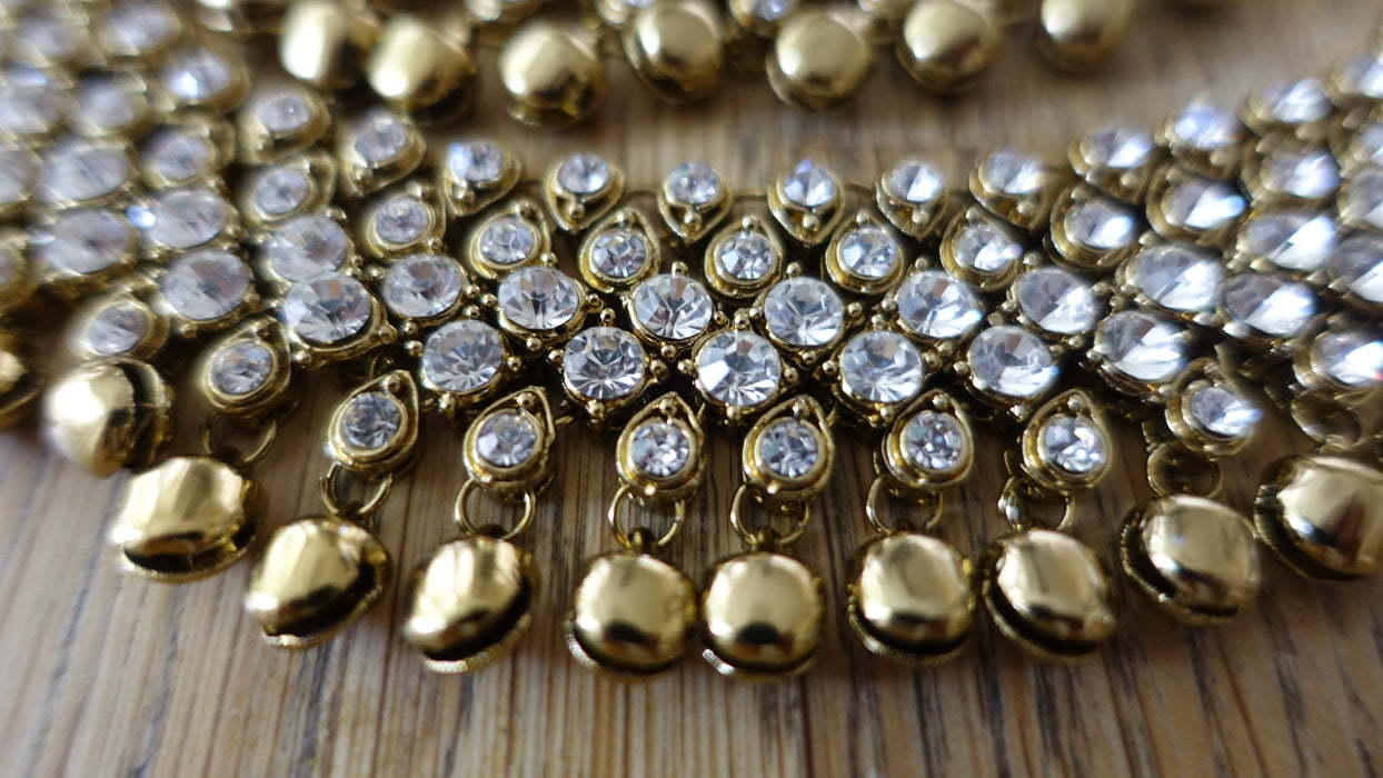 Gold Diamante Beaded Gungroo Anklets