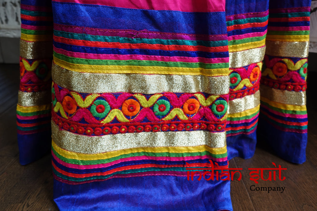 Navratri Pink Cotton 2Pc Choli Lengha - UK 10 / EU 36 - New - Indian Suit Company