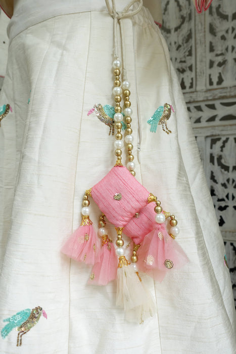 Cream Raw Silk Lengha - UK 10/EU 36 - New