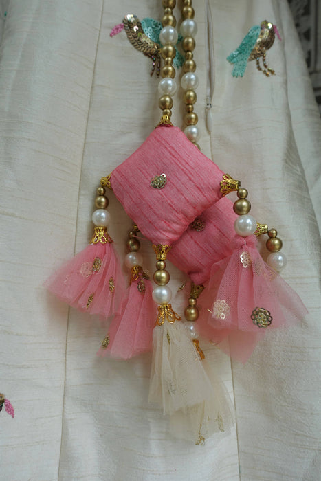 Cream Raw Silk Lengha - UK 10/EU 36 - New