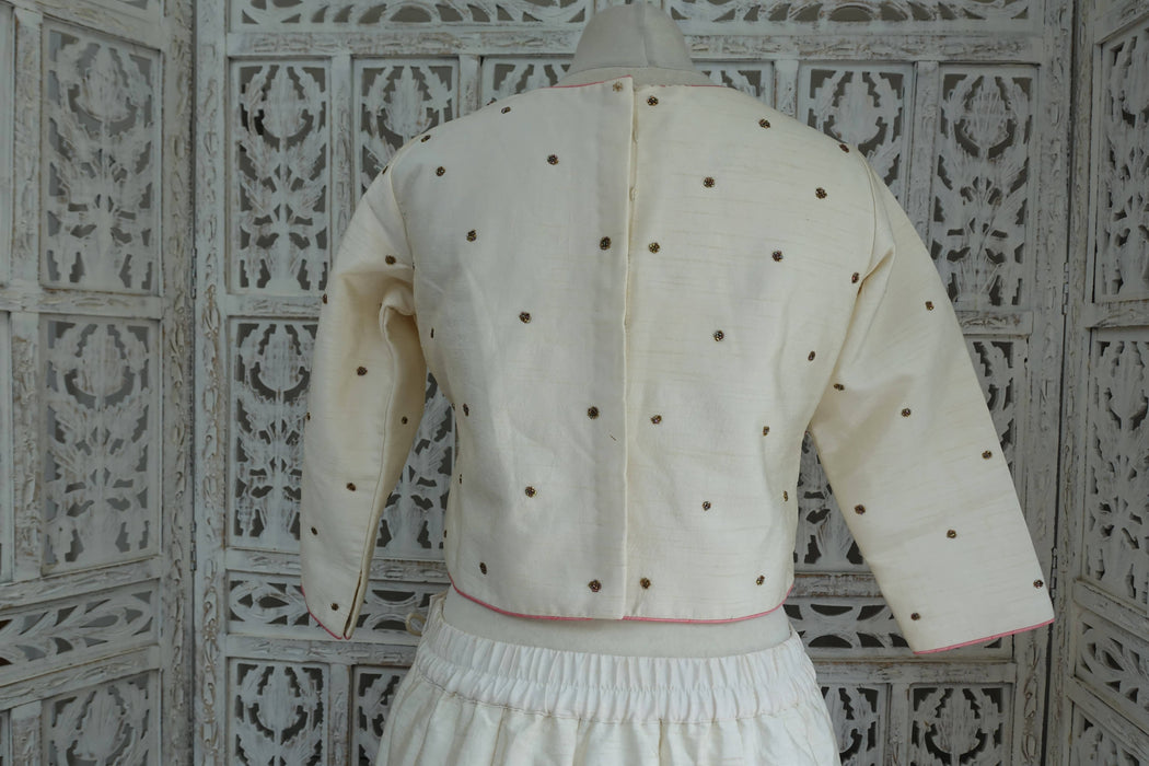 Cream Raw Silk Lengha - UK 10/EU 36 - New
