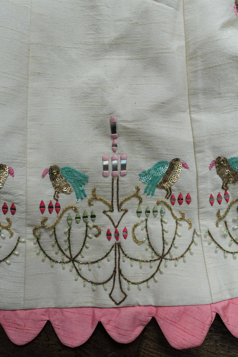 Cream Raw Silk Lengha - UK 10/EU 36 - New