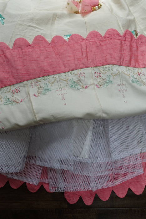Cream Raw Silk Lengha - UK 10/EU 36 - New