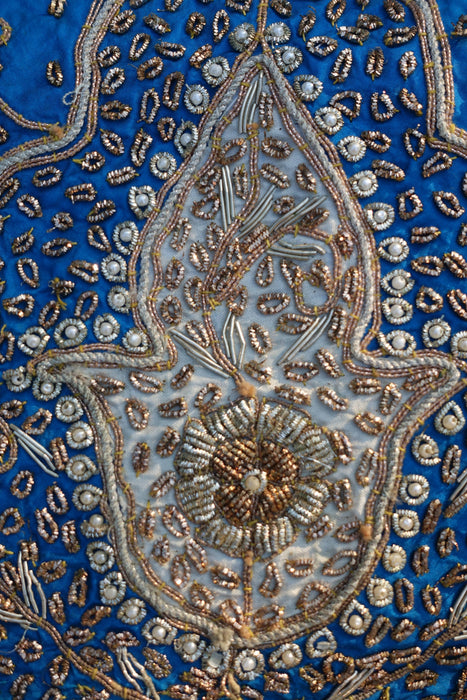 Peacock Blue Silk Vintage Lengha - Free Size - Preloved