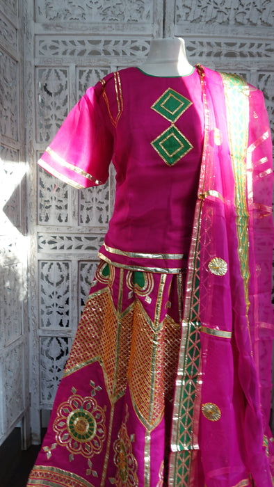 Pink Gota Lengha UK Size 14/EU 40 - New