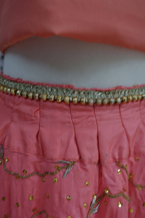 Peach Silk Vintage Wedding Lengha - Preloved