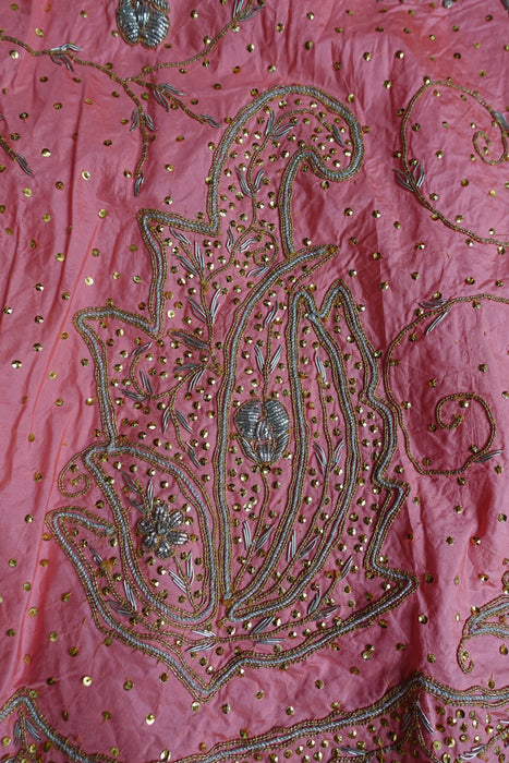 Peach Silk Vintage Wedding Lengha - Preloved