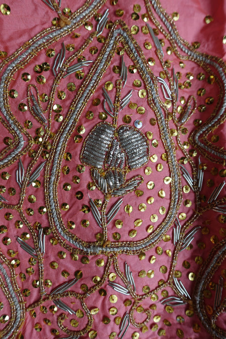 Peach Silk Vintage Wedding Lengha - Preloved