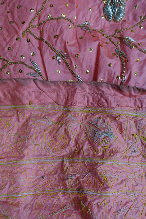 Peach Silk Vintage Wedding Lengha - Preloved