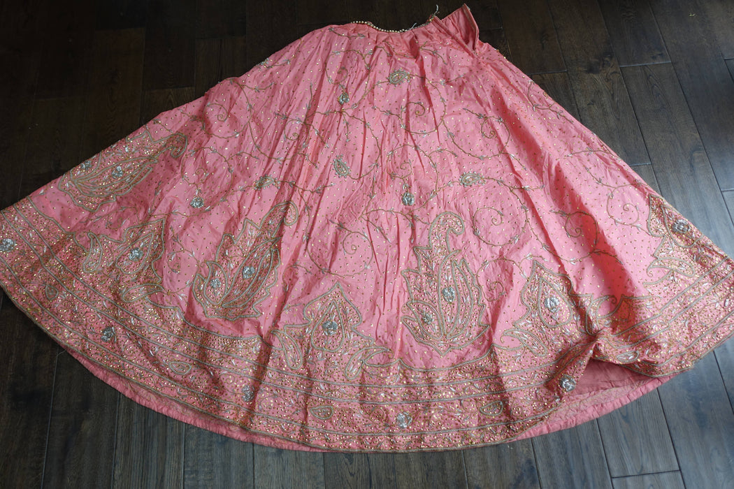 Peach Silk Vintage Wedding Lengha - Preloved