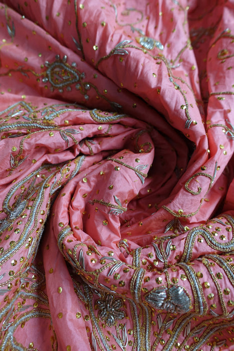 Peach Silk Vintage Wedding Lengha - Preloved