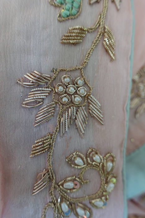 Mint Green And Pink Silk Lengha - UK 10/EU 36 - Preloved