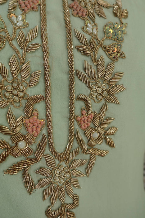 Mint Green And Pink Silk Lengha - UK 10/EU 36 - Preloved