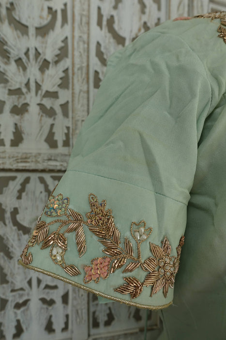 Mint Green And Pink Silk Lengha - UK 10/EU 36 - Preloved