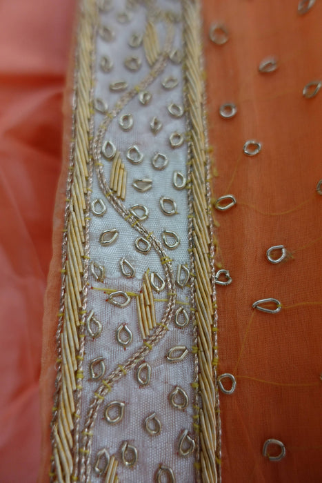 Peach Silk Vintage Wedding Lengha - UK 12/EU 38 - New