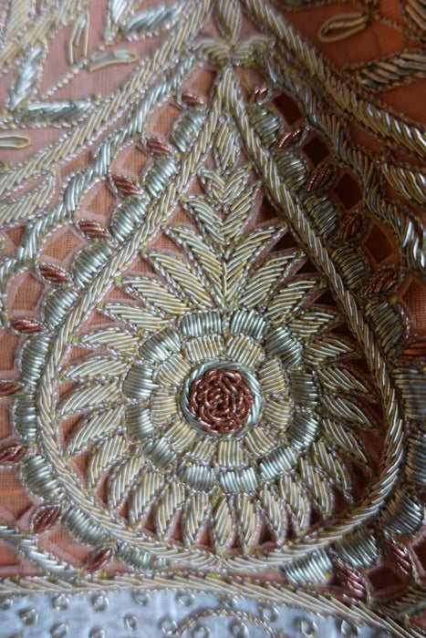 Peach Silk Vintage Wedding Lengha - UK 12/EU 38 - New