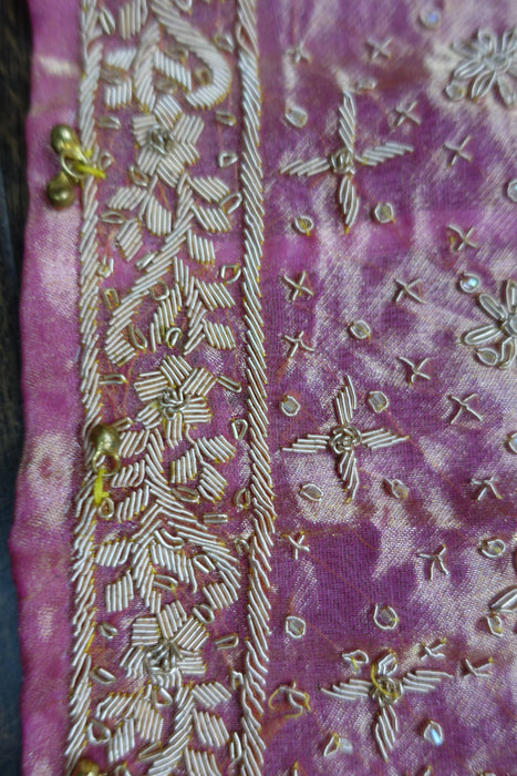 Pink Tissue Silk Vintage Wedding Lengha - UK 12/EU 38 -Preloved