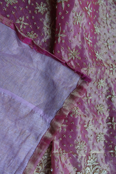 Pink Tissue Silk Vintage Wedding Lengha - UK 12/EU 38 -Preloved