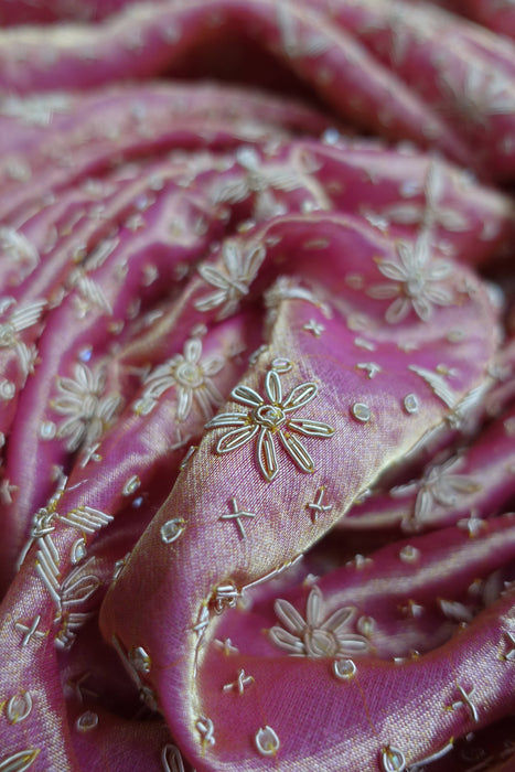 Pink Tissue Silk Vintage Wedding Lengha - UK 12/EU 38 -Preloved